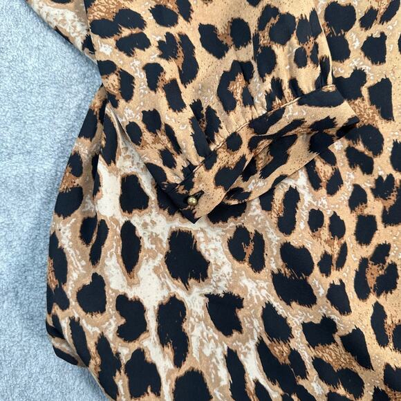 Daniel Rainn Cheetah Animal Print V-Neck Tunic Blouse Women's 1X Long Sleeve - Picture 4 of 10